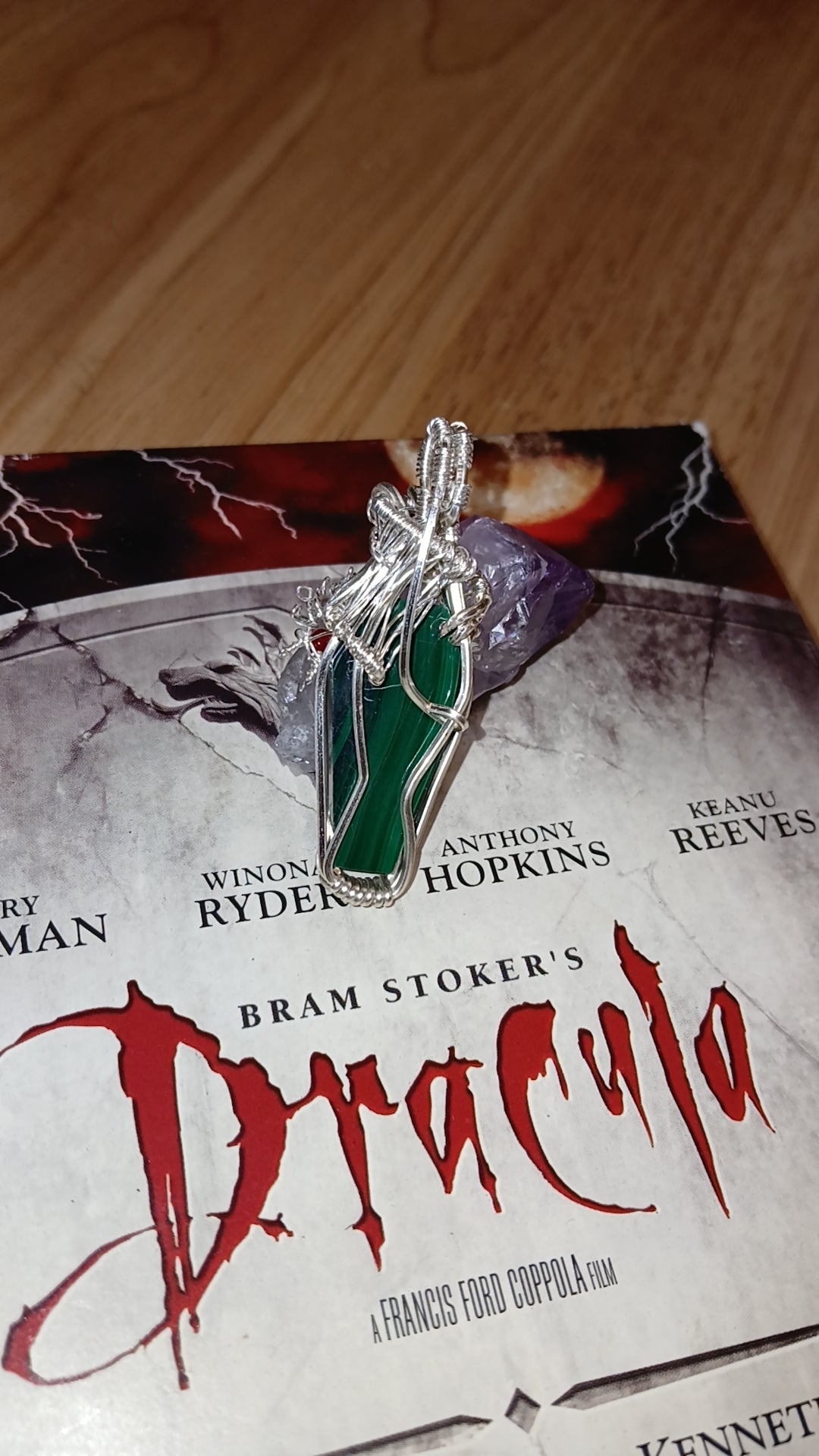 Goth Malachite Spider Pendant