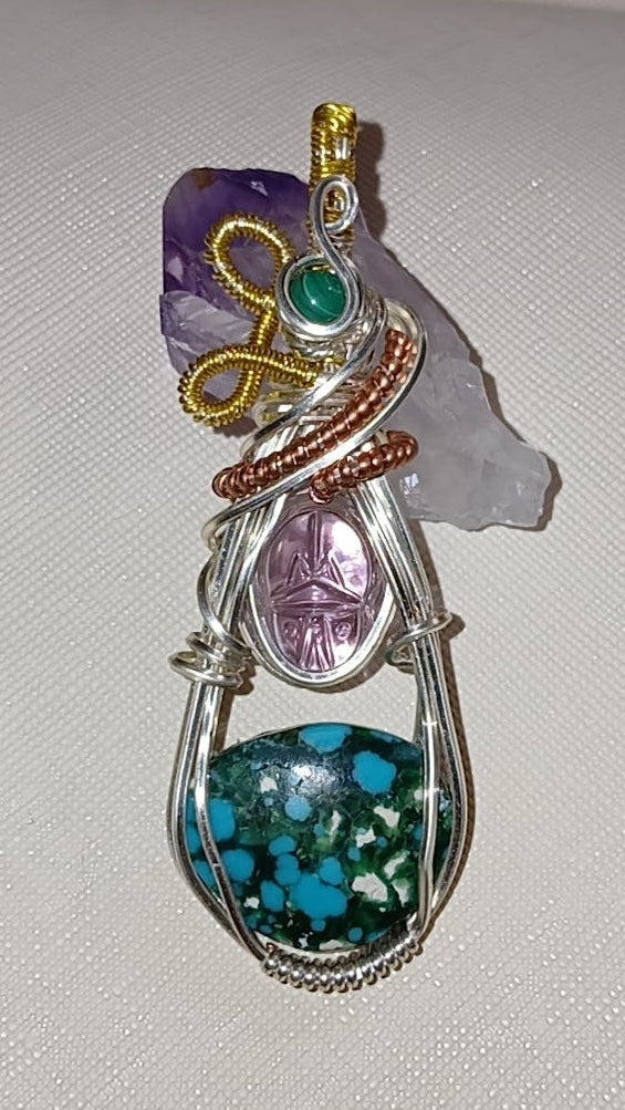 Malachite, Vintage Amethyst & Hubei Turquoise Gemstone