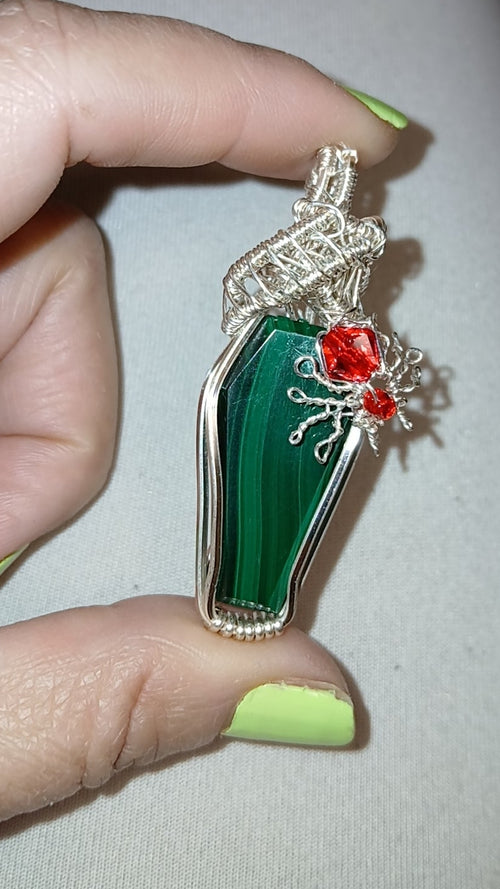 Goth Malachite Spider Pendant