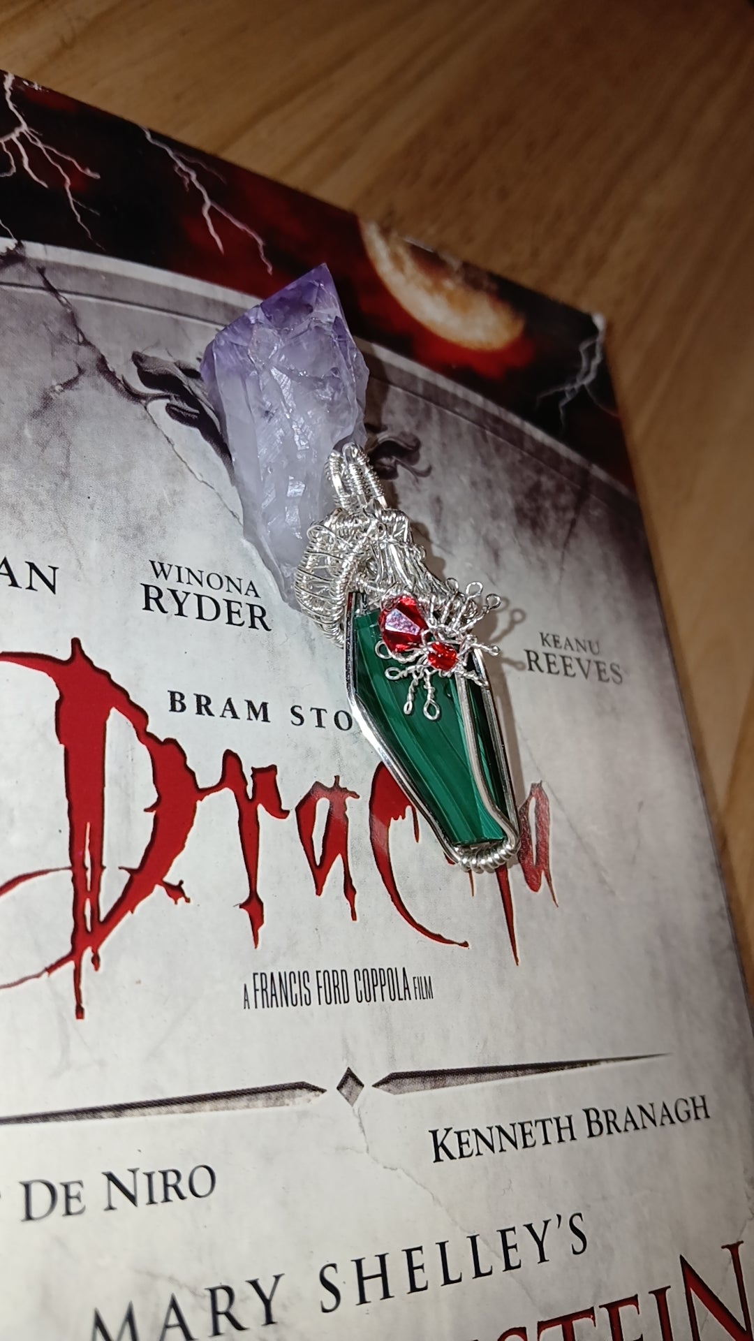 Goth Malachite Spider Pendant