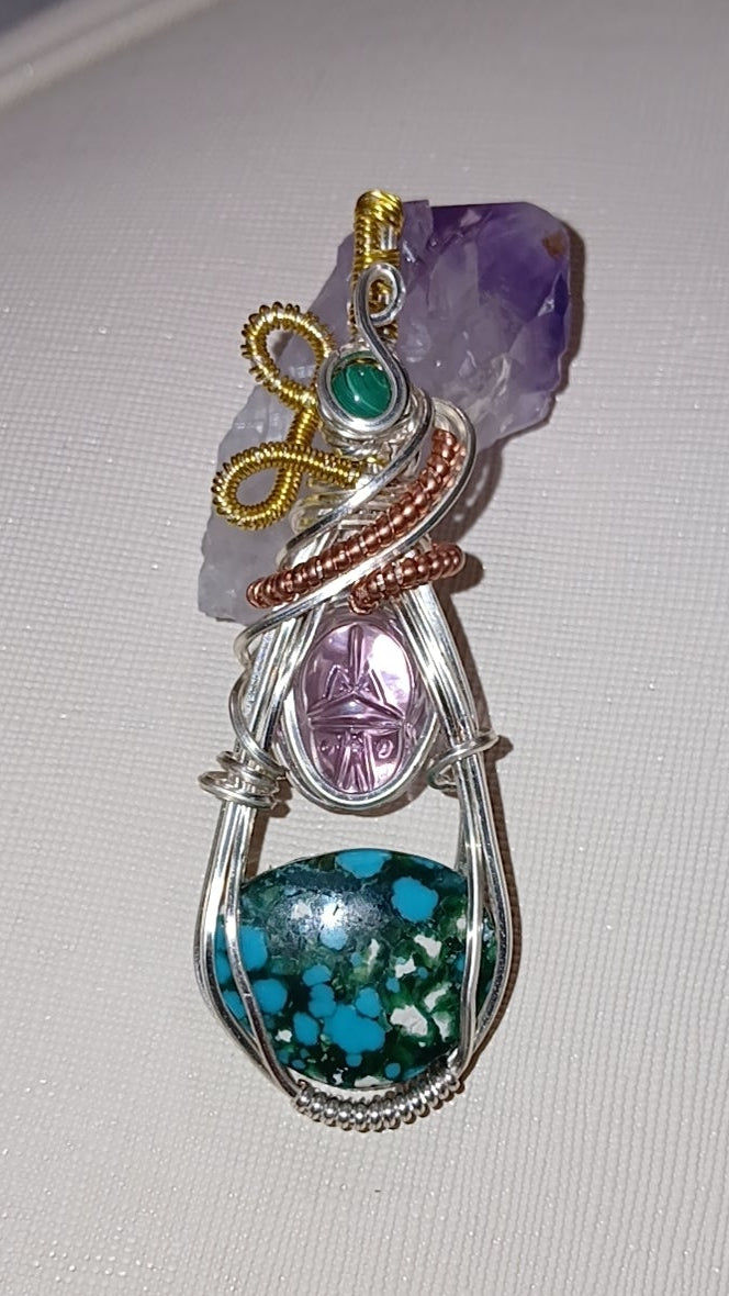 Malachite, Vintage Amethyst & Hubei Turquoise Gemstone