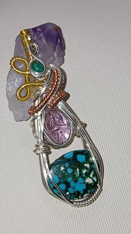 Malachite, Vintage Amethyst & Hubei Turquoise Gemstone