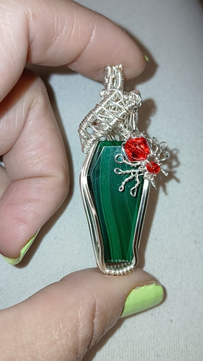 Goth Malachite Spider Pendant