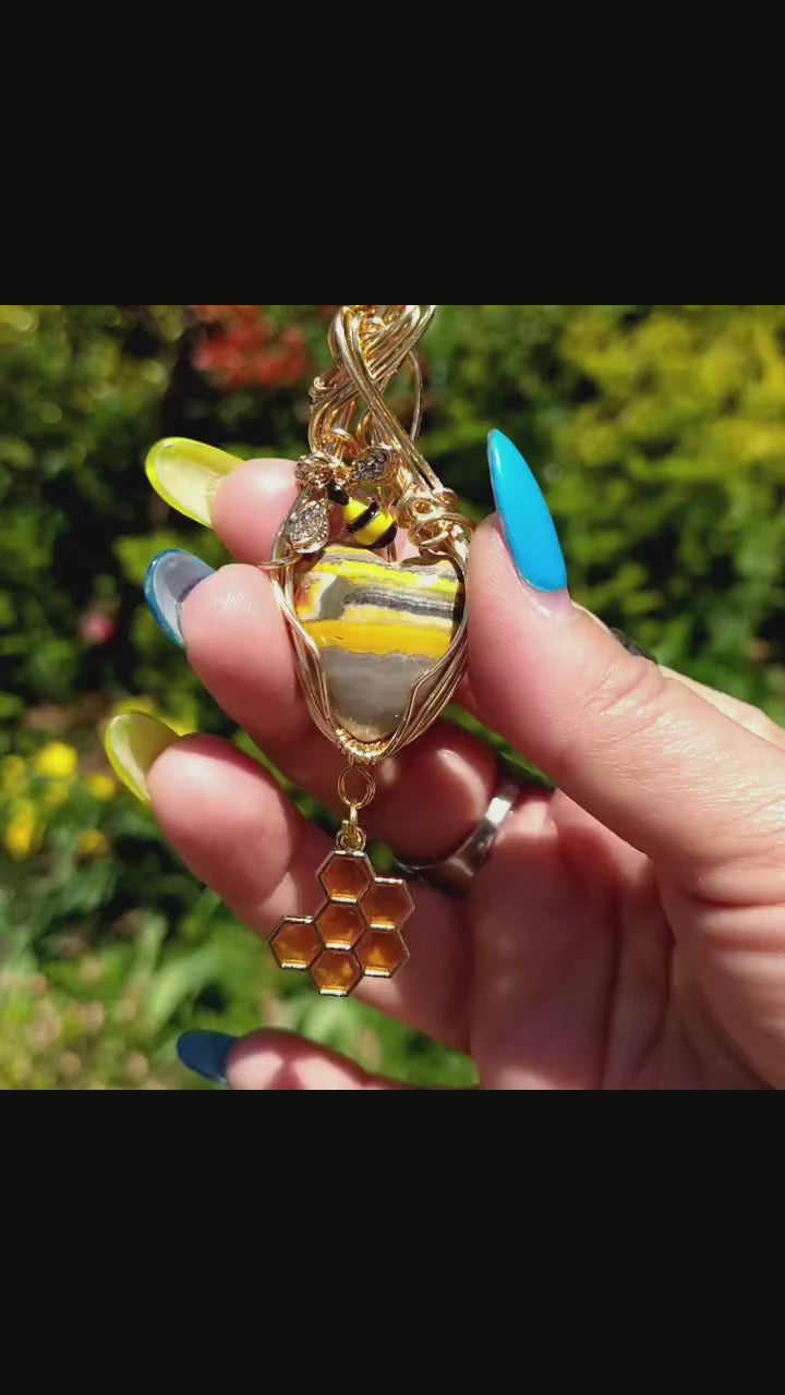 Whimsical Bumblebee Jasper Gemstone Pendant